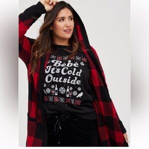 Torrid Red and Black Plaid Hooded Duster